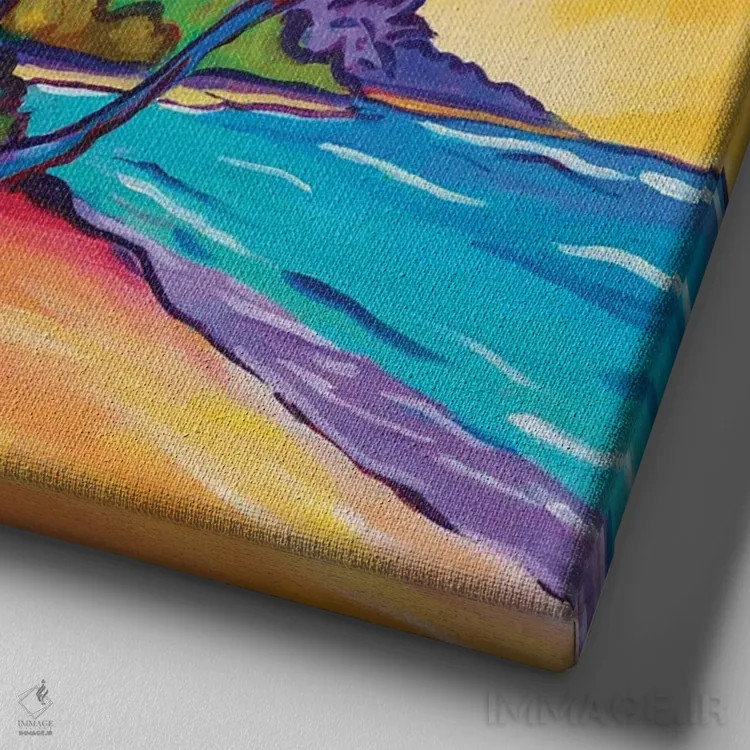 تابلو دو نخل در گرگ و میش اثر جان کلارک - نمای نزدیک بافت بوم