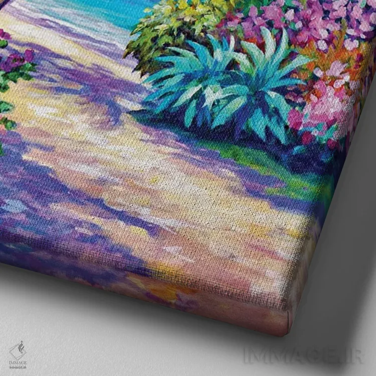 تابلو نخل و گل کاغذی اثر جان کلارک - نمای نزدیک بافت بوم