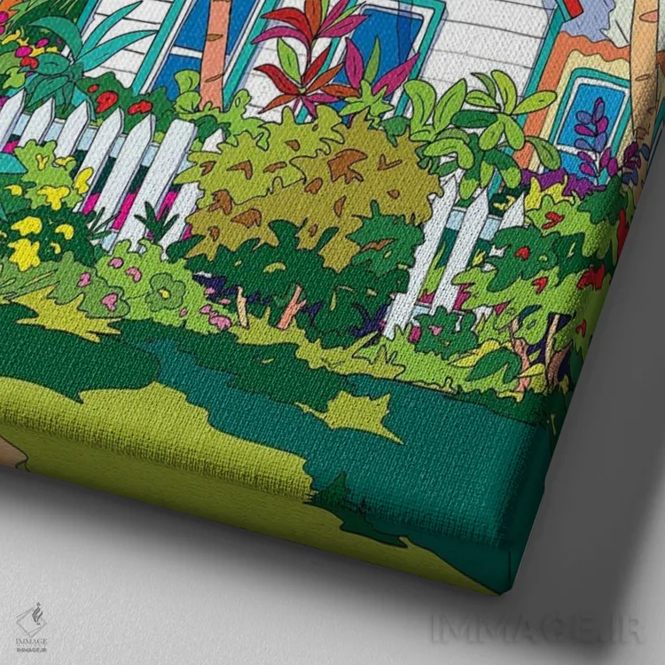 تابلو خانه با حصار چوبی اثر جان کلارک - نمای نزدیک بافت بوم