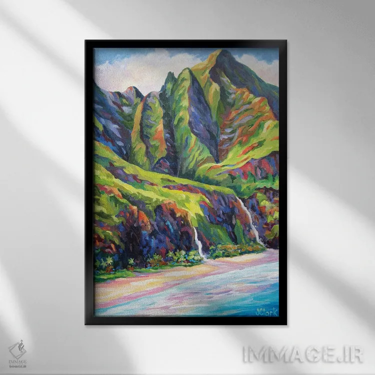 تابلو ساحل ناپالی اثر جان کلارک - نمای قابدار مشکی