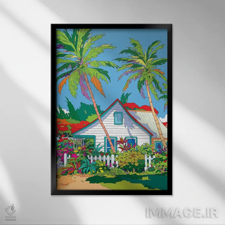 تابلو خانه با حصار چوبی اثر جان کلارک - نمای قابدار مشکی