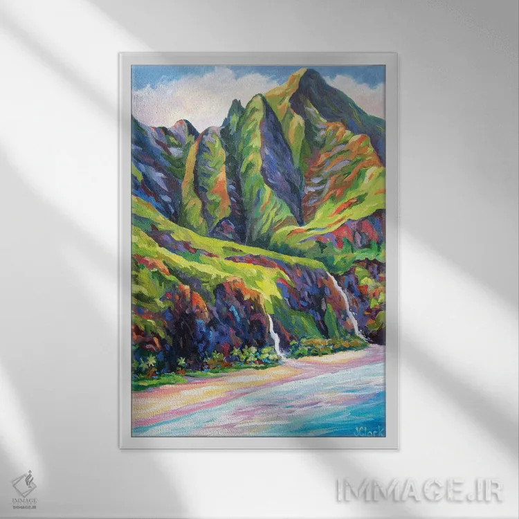 تابلو ساحل ناپالی اثر جان کلارک - نمای قابدار سفید