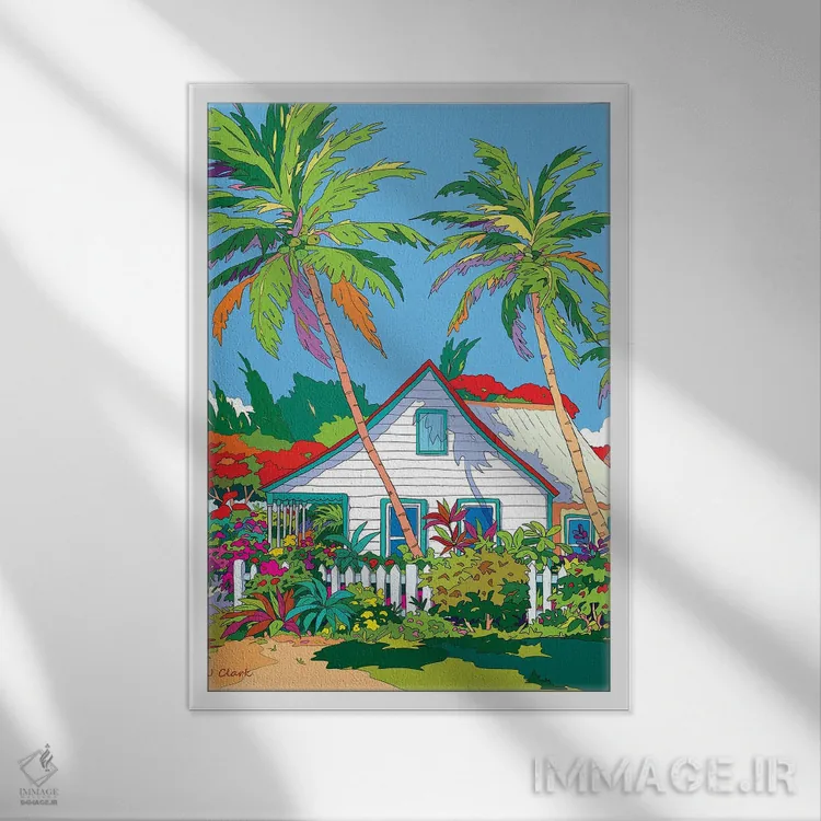 تابلو خانه با حصار چوبی اثر جان کلارک - نمای قابدار سفید