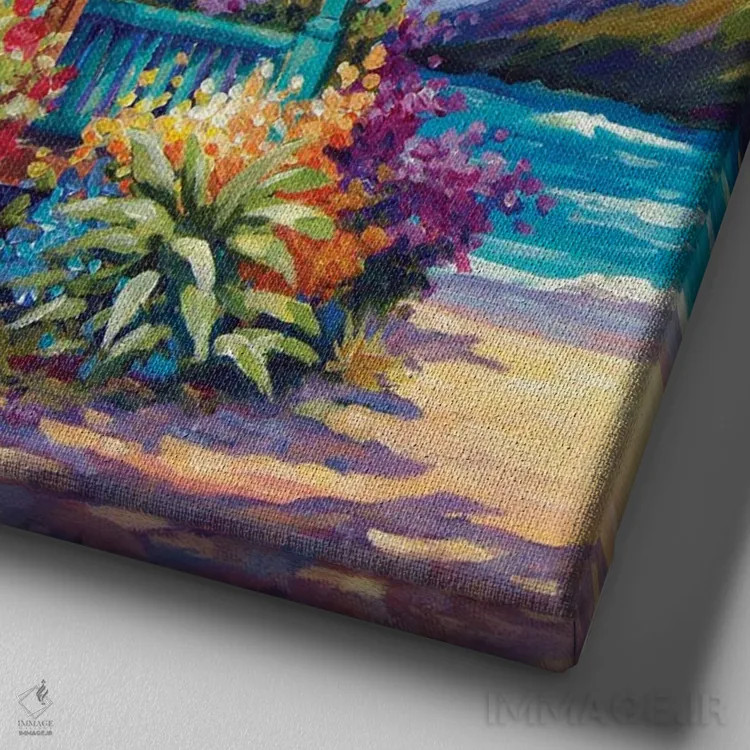 تابلو باغی در آفتاب اثر جان کلارک - نمای نزدیک بافت بوم