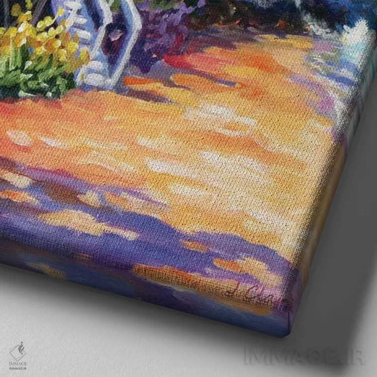 تابلو آلونک موجسواری و سایهها اثر جان کلارک - نمای نزدیک بافت بوم