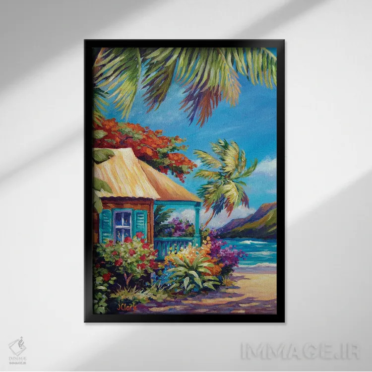 تابلو باغی در آفتاب اثر جان کلارک - نمای قابدار مشکی