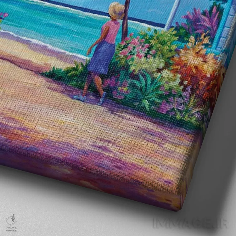 تابلو رفتن به خانه پیاده اثر جان کلارک - نمای نزدیک بافت بوم