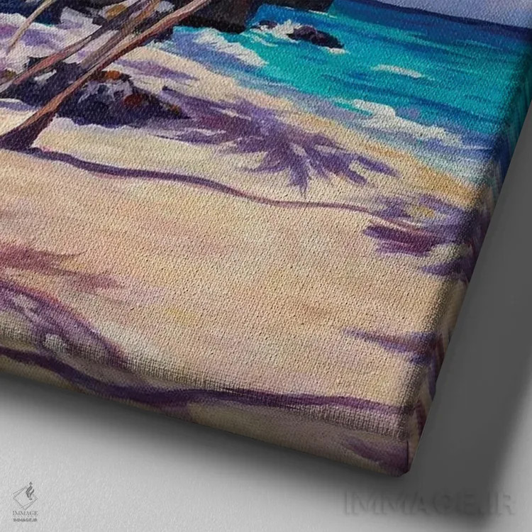 تابلو ساحل باتم بی (باربادوس) اثر جان کلارک - نمای نزدیک بافت بوم