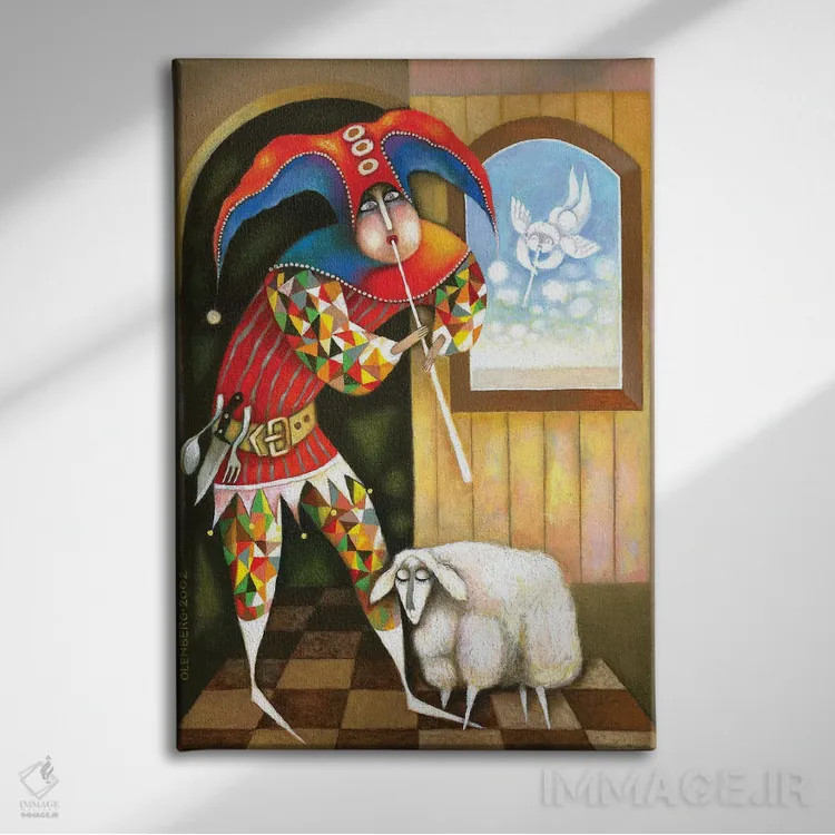 تابلو چوپان و گوسفندها اثر آرت میرانو - نمای روبهرو روی دیوار