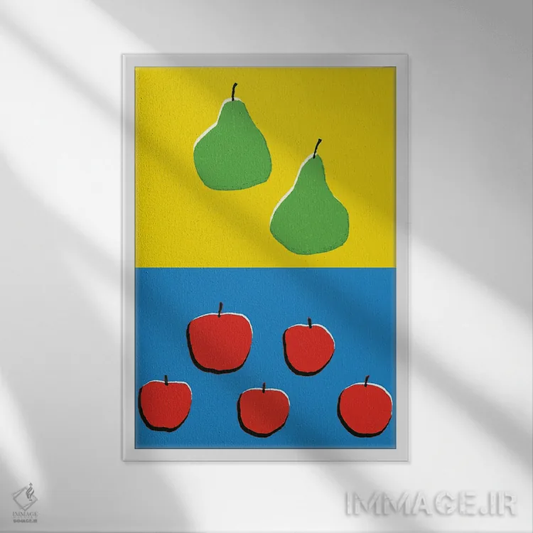 تابلو میوههای آبی و زرد اثر آرت میرانو - نمای قابدار سفید