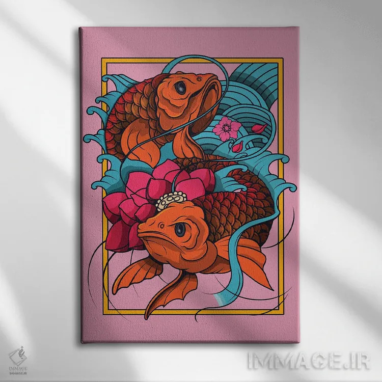 تابلو ماهی ژاپنی اثر آرت میرانو - نمای روبهرو روی دیوار