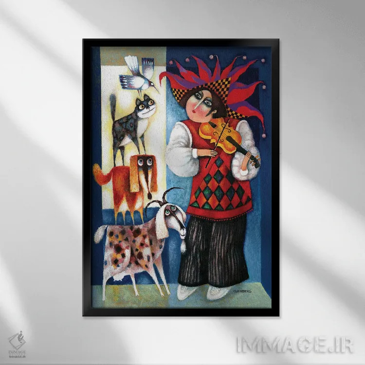 تابلو ویولنیست اثر آرت میرانو - نمای قابدار مشکی