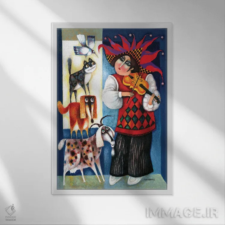 تابلو ویولنیست اثر آرت میرانو - نمای قابدار سفید