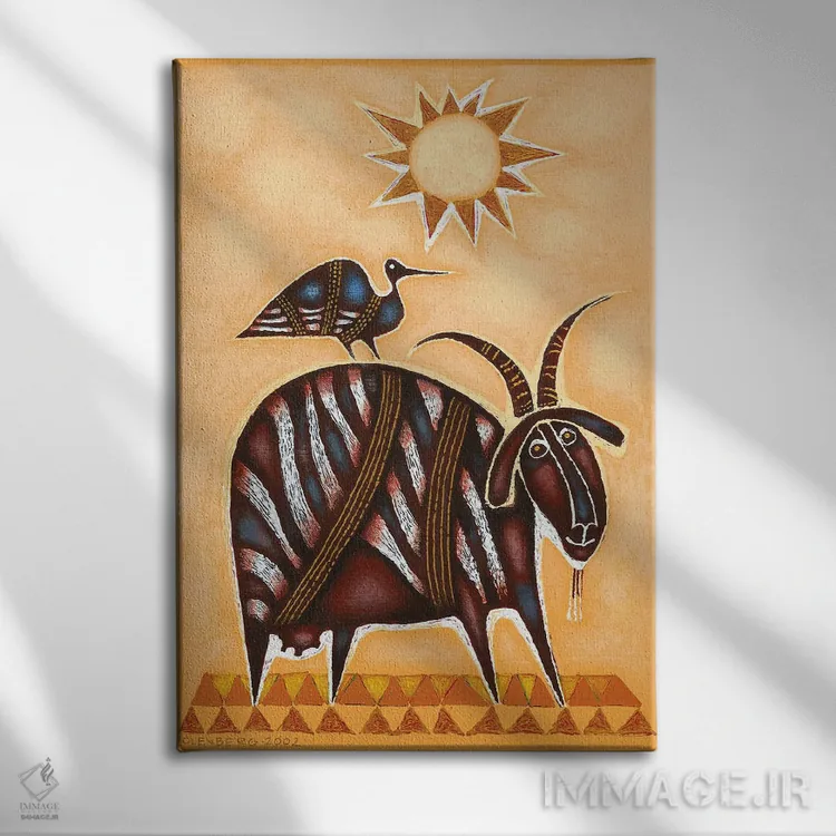 تابلو بز و پرنده اثر آرت میرانو - نمای روبهرو روی دیوار