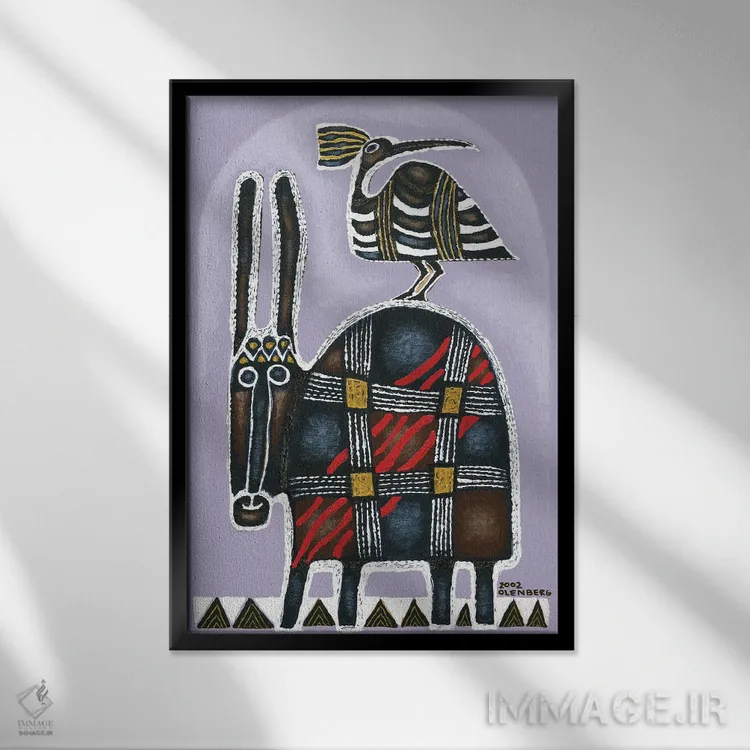 تابلو الاغ و پرنده اثر آرت میرانو - نمای قابدار مشکی