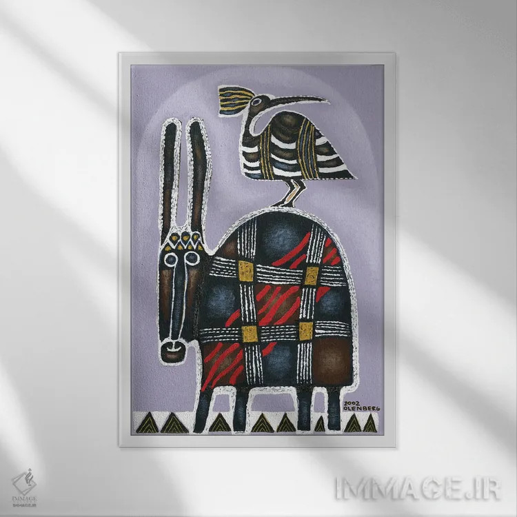 تابلو الاغ و پرنده اثر آرت میرانو - نمای قابدار سفید