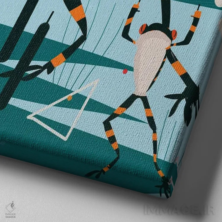 تابلو قورباغه رقصان اثر آرت میرانو - نمای نزدیک بافت بوم