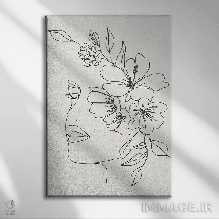 تابلو زن با گلها اثر آرت میرانو - نمای روبهرو روی دیوار