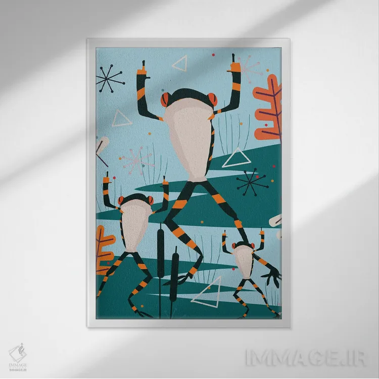 تابلو قورباغه رقصان اثر آرت میرانو - نمای قابدار سفید