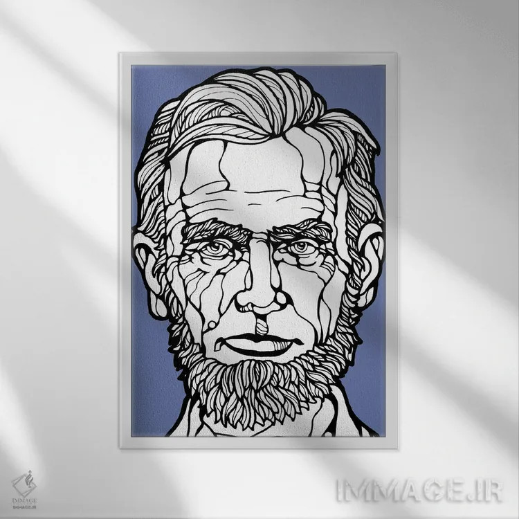 تابلو تصویرگری آبراهام لینکلن اثر آرت میرانو - نمای قابدار سفید