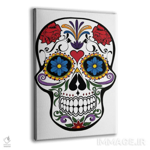 تابلو جمجمه با گلها اثر آرت میرانو - نمای پرسپکتیو محصول