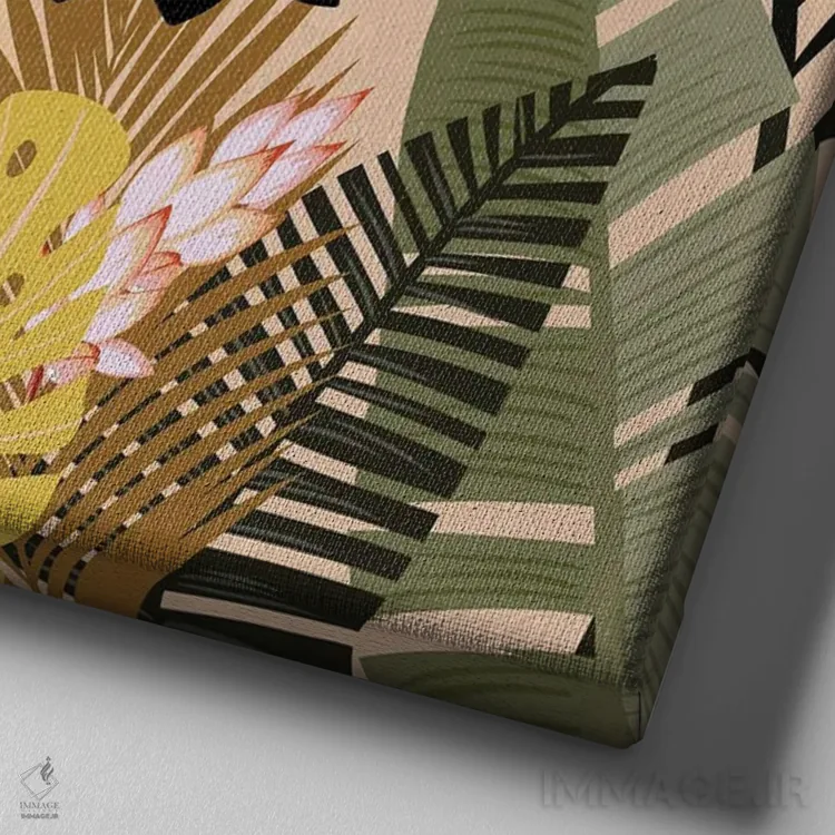 تابلو نقش چاپی طبیعت گرمسیری (سبک وینتیج) اثر آرت میرانو - نمای نزدیک بافت بوم