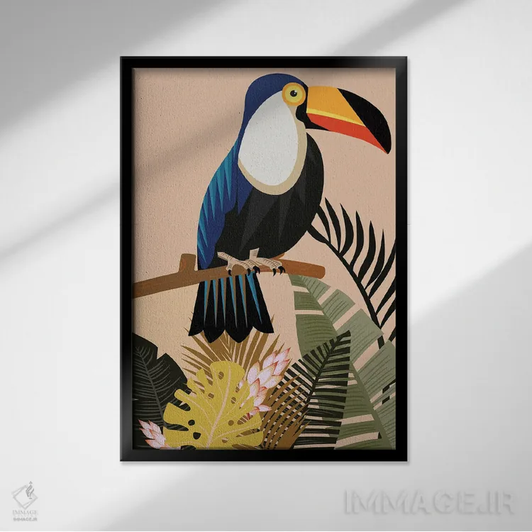 تابلو نقش چاپی طبیعت گرمسیری (سبک وینتیج) اثر آرت میرانو - نمای قابدار مشکی