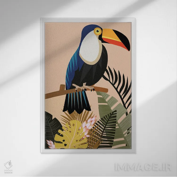 تابلو نقش چاپی طبیعت گرمسیری (سبک وینتیج) اثر آرت میرانو - نمای قابدار سفید