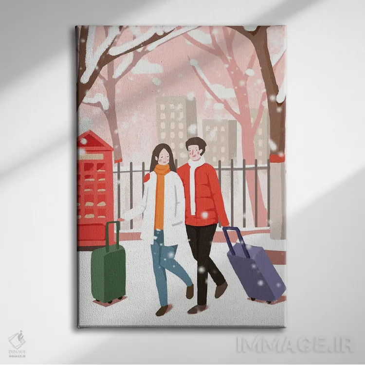 تابلو هوای سرد زمستان و بازگشت به خانه اثر آرت میرانو - نمای روبهرو روی دیوار