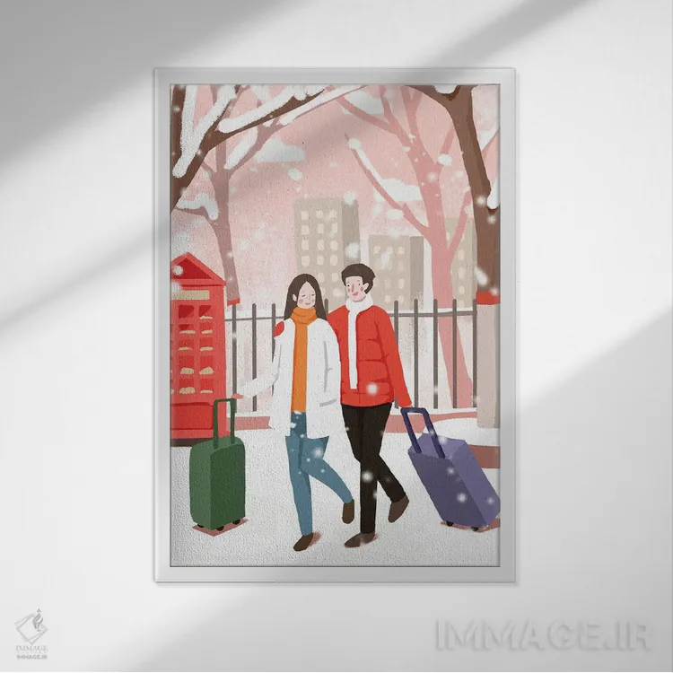 تابلو هوای سرد زمستان و بازگشت به خانه اثر آرت میرانو - نمای قابدار سفید