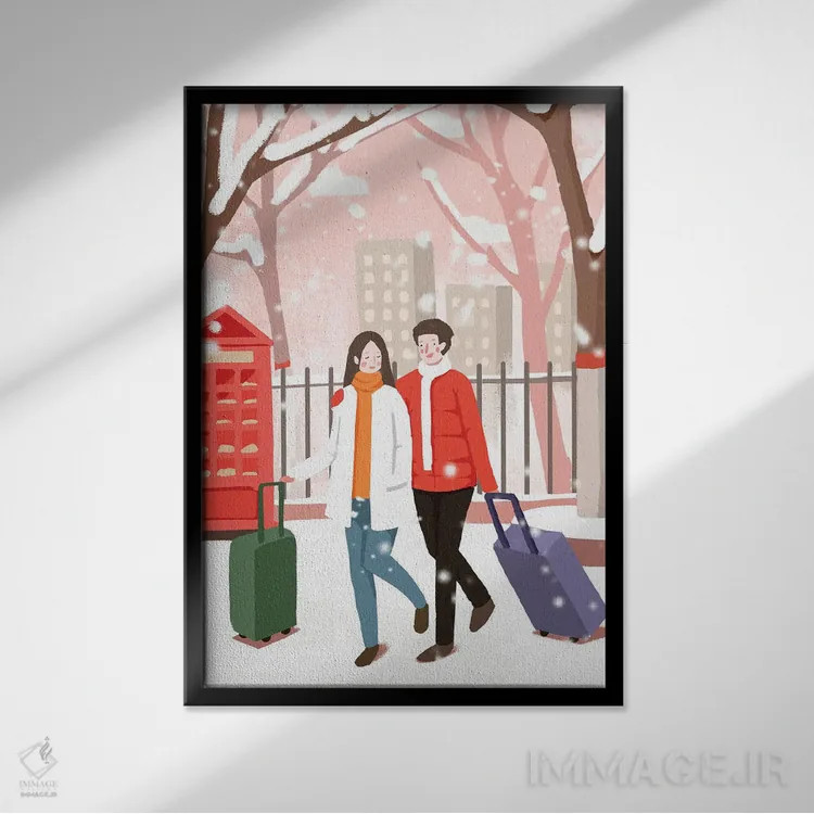 تابلو هوای سرد زمستان و بازگشت به خانه اثر آرت میرانو - نمای قابدار مشکی