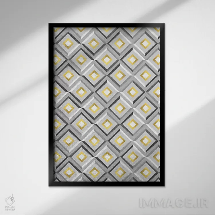 تابلو مربعهای نقرهای اثر آرولین ویدرهولد - نمای قابدار مشکی