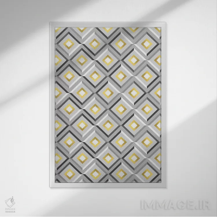 تابلو مربعهای نقرهای اثر آرولین ویدرهولد - نمای قابدار سفید