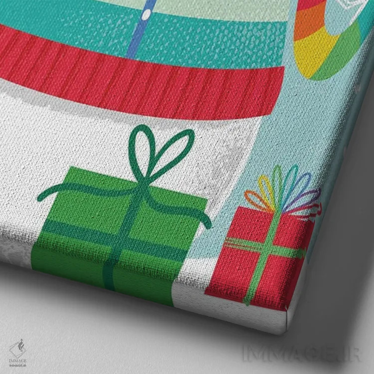 تابلو آدم برفی تعطیلات اثر آرولین ویدرهولد - نمای نزدیک بافت بوم