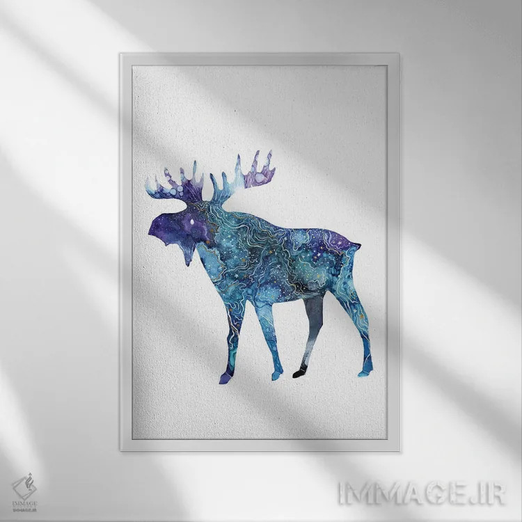 تابلو حیوانات آسمانی ۳ اثر آرولین ویدرهولد - نمای قابدار سفید