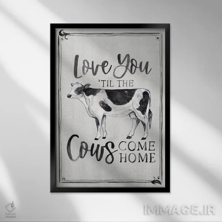 تابلو تا بازگشت گاوها (اصطلاح عامیانه برای مدت طولانی) اثر آرولین ویدرهولد - نمای قابدار مشکی