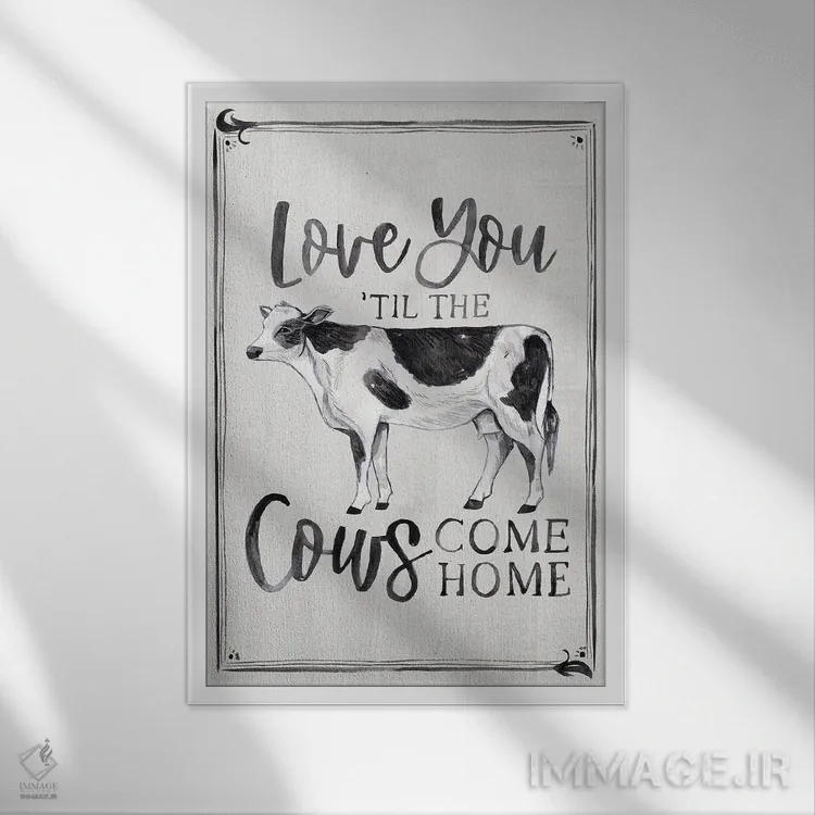 تابلو تا بازگشت گاوها (اصطلاح عامیانه برای مدت طولانی) اثر آرولین ویدرهولد - نمای قابدار سفید