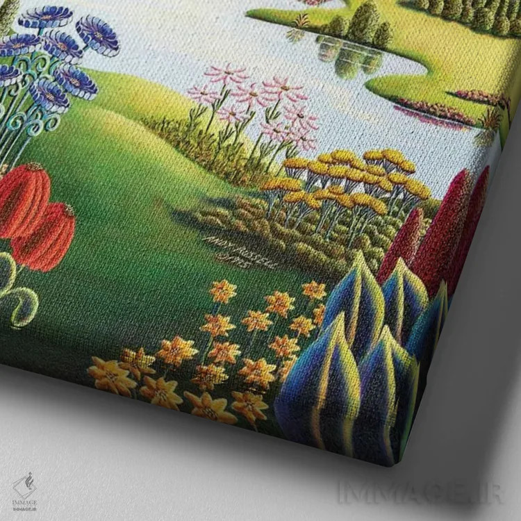 تابلو عدن (بهشت) اثر اندی راسل - نمای نزدیک بافت بوم