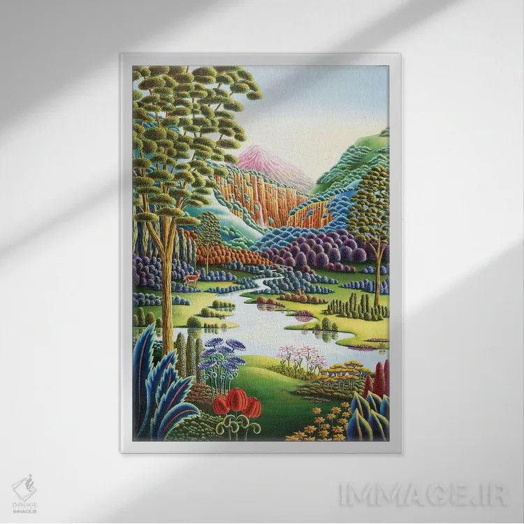 تابلو عدن (بهشت) اثر اندی راسل - نمای قابدار سفید