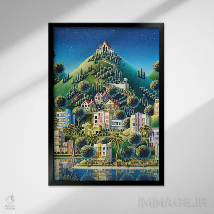 تابلو بازگشت به دهکدهٔ پنهان اثر اندی راسل - نمای قابدار مشکی