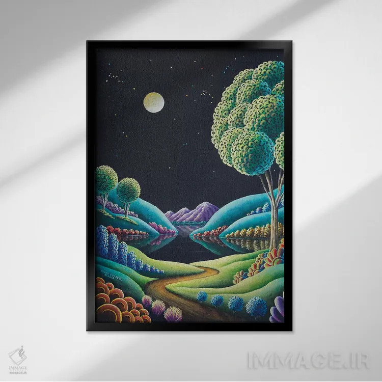 تابلو درخشش ماه ۹ اثر اندی راسل - نمای قابدار مشکی