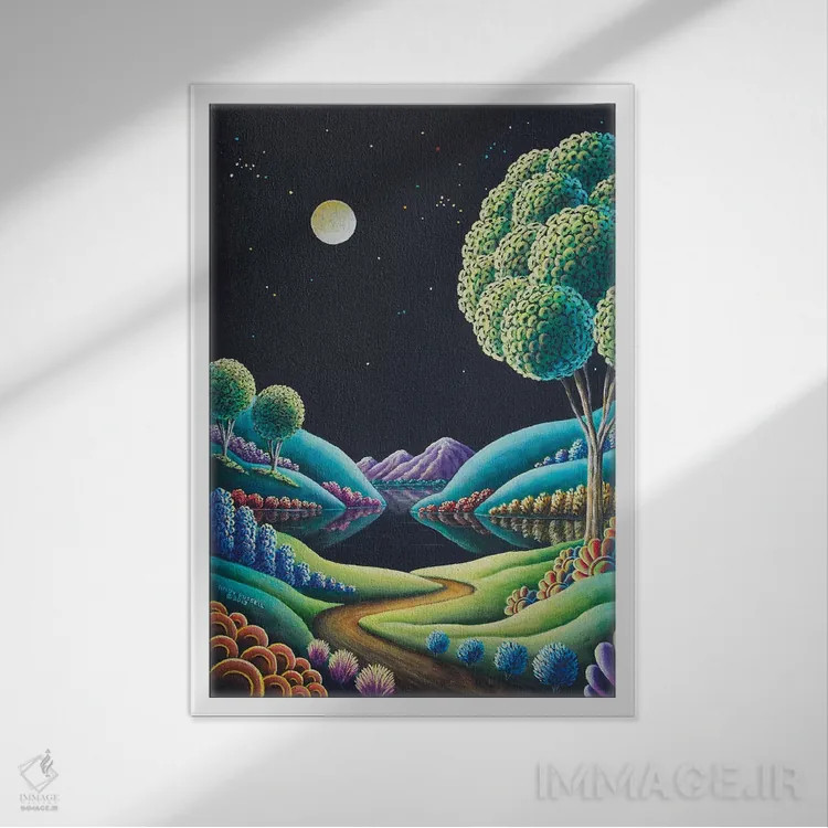 تابلو درخشش ماه ۹ اثر اندی راسل - نمای قابدار سفید
