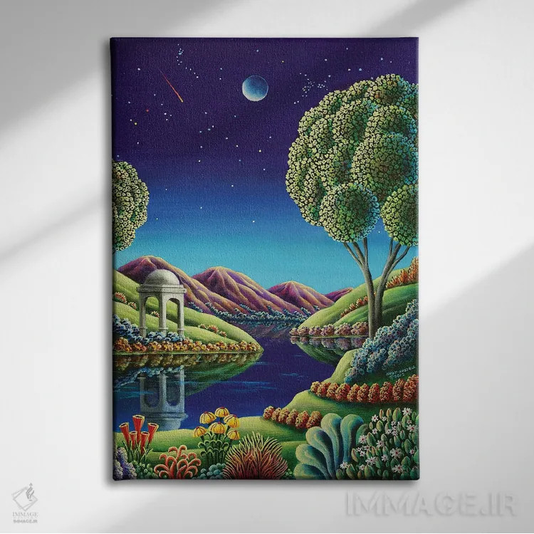 تابلو طلوع ماه آبی اثر اندی راسل - نمای روبهرو روی دیوار