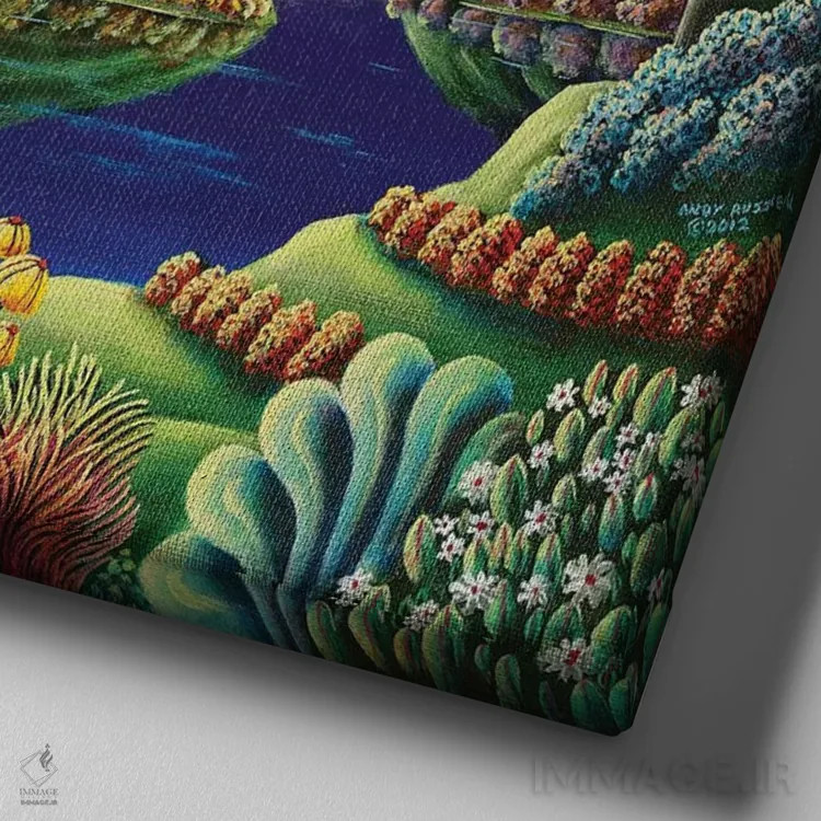 تابلو طلوع ماه آبی اثر اندی راسل - نمای نزدیک بافت بوم