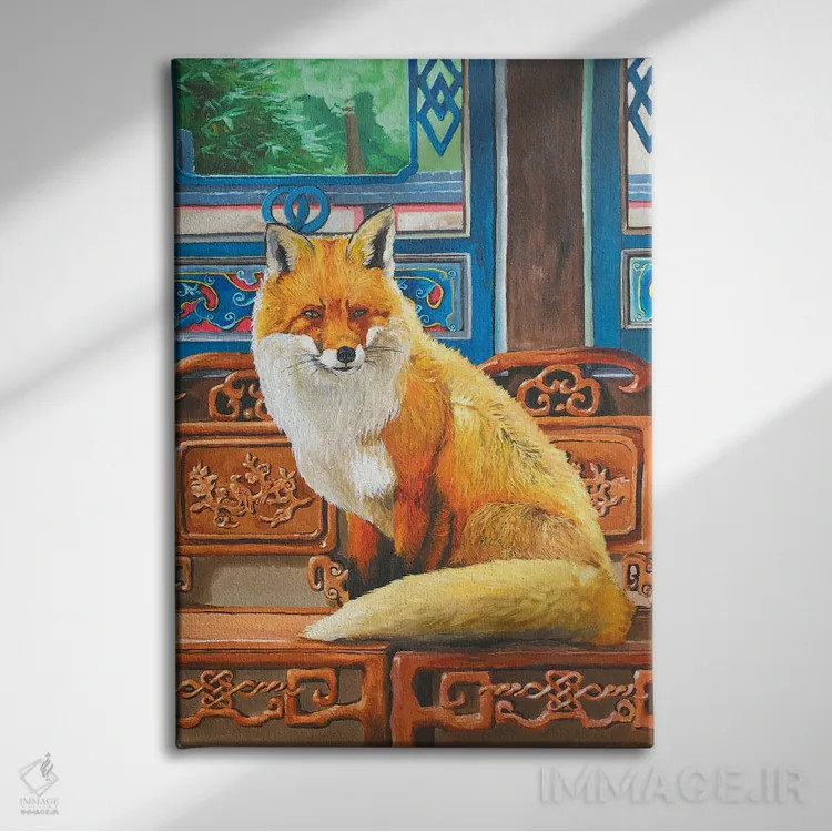 تابلو روباه شرقی اثر آرتور ریو - نمای روبهرو روی دیوار