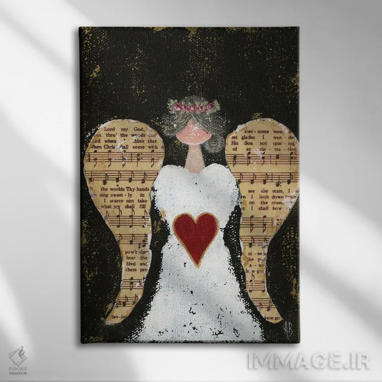 تابلو فرشتهٔ "چه عظیم است تو" (سرود معنویتی) اثر اشلی بردلی - نمای روبهرو روی دیوار