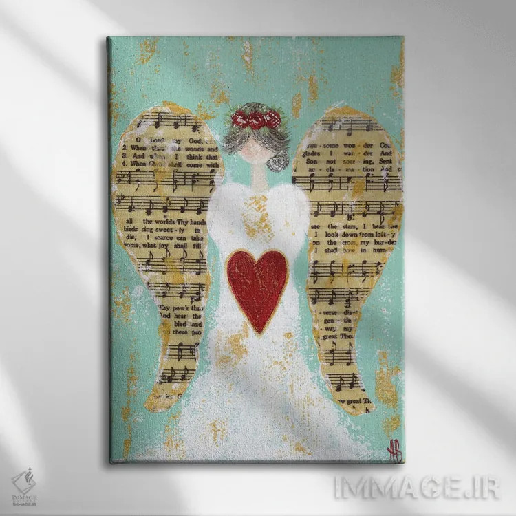 تابلو فرشتهٔ رز قرمز اثر اشلی بردلی - نمای روبهرو روی دیوار