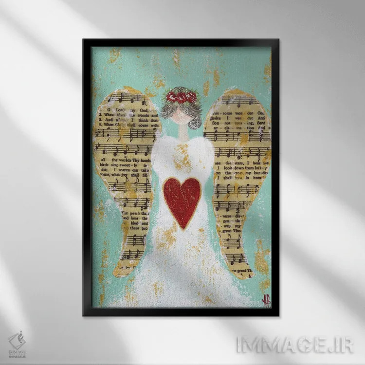 تابلو فرشتهٔ رز قرمز اثر اشلی بردلی - نمای قابدار مشکی