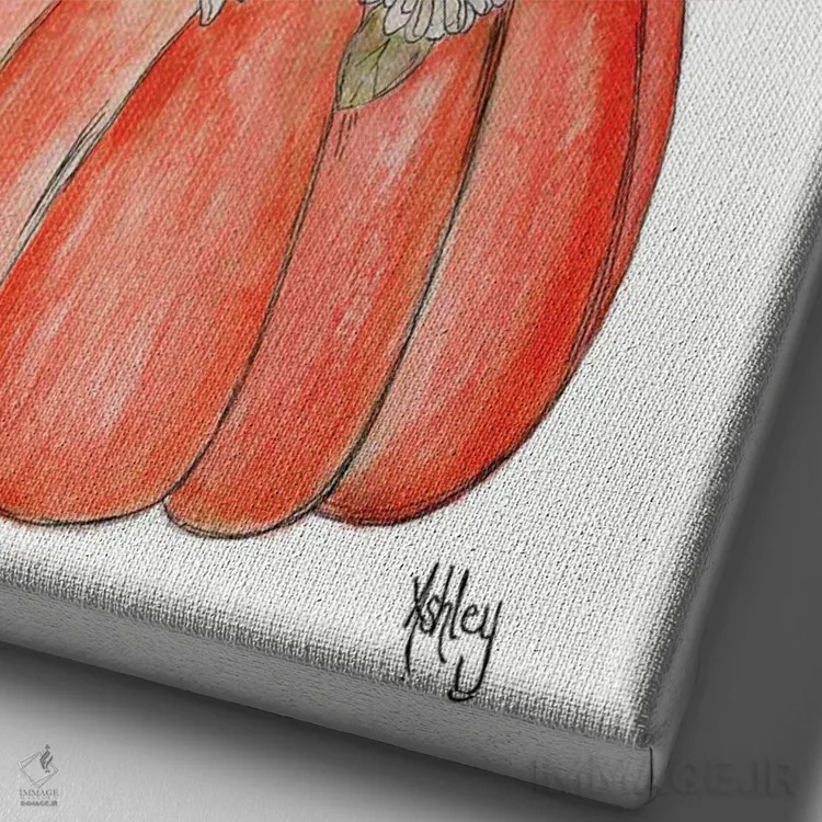 تابلو دستهگل کدو تنبل اثر اشلی بردلی - نمای نزدیک بافت بوم