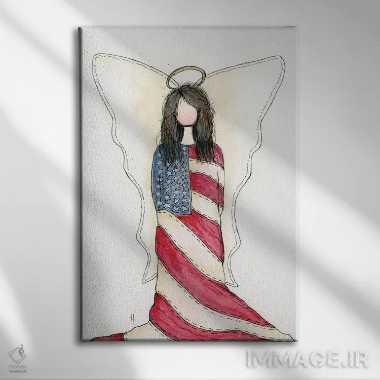 تابلو فرشتهٔ پرچم قدیمی آمریکا (Old Glory) اثر اشلی بردلی - نمای روبهرو روی دیوار